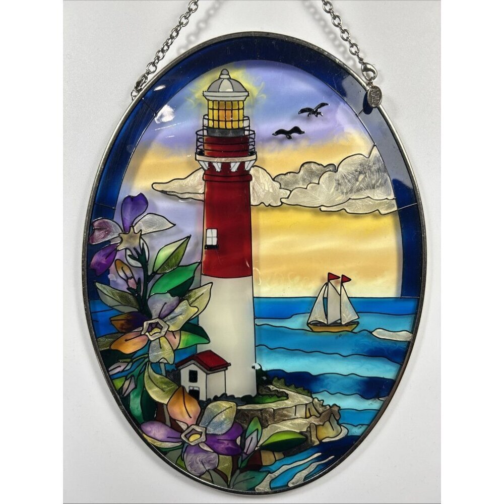 Amia Sun Catcher Floral Lighthouse Oval Hanging Decor Nautical Coastal Beach